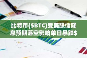 比特币($BTC)受美联储降息预期落空影响单日暴跌$2000……山寨币涨势依旧