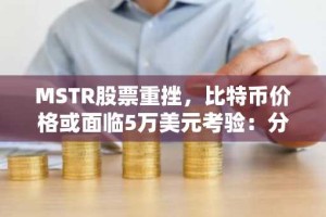 MSTR股票重挫，比特币价格或面临5万美元考验：分析师警示风险