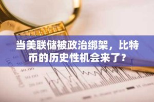 当美联储被政治绑架，比特币的历史性机会来了？