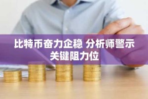 比特币奋力企稳 分析师警示关键阻力位