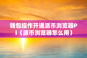 钱包操作开通派币浏览器Pi（派币浏览器怎么用）
