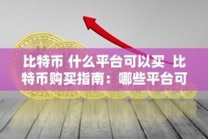 比特币 什么平台可以买 比特币购买指南：哪些平台可以买比特币？