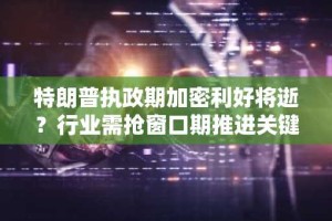特朗普执政期加密利好将逝？行业需抢窗口期推进关键立法