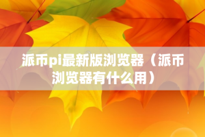 派币pi最新版浏览器（派币浏览器有什么用）