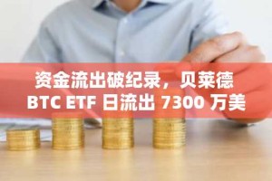 资金流出破纪录，贝莱德 BTC ETF 日流出 7300 万美元