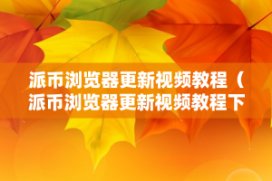 派币浏览器更新视频教程（派币浏览器更新视频教程下载）