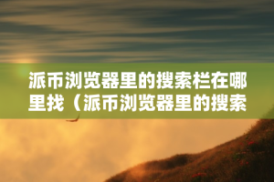 派币浏览器里的搜索栏在哪里找（派币浏览器里的搜索栏在哪里找到）