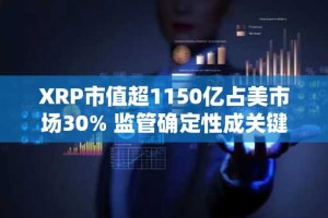 XRP市值超1150亿占美市场30% 监管确定性成关键驱动力
