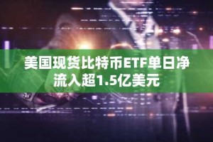 美国现货比特币ETF单日净流入超1.5亿美元