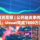 融资周报 | 公开融资事件8起；Usual完成1000万美元A轮融资，Binance Labs和Kraken Ventures领投