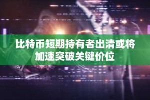 比特币短期持有者出清或将加速突破关键价位