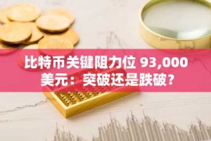 比特币关键阻力位 93,000 美元：突破还是跌破？