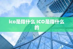 ico是指什么 ICO是指什么的